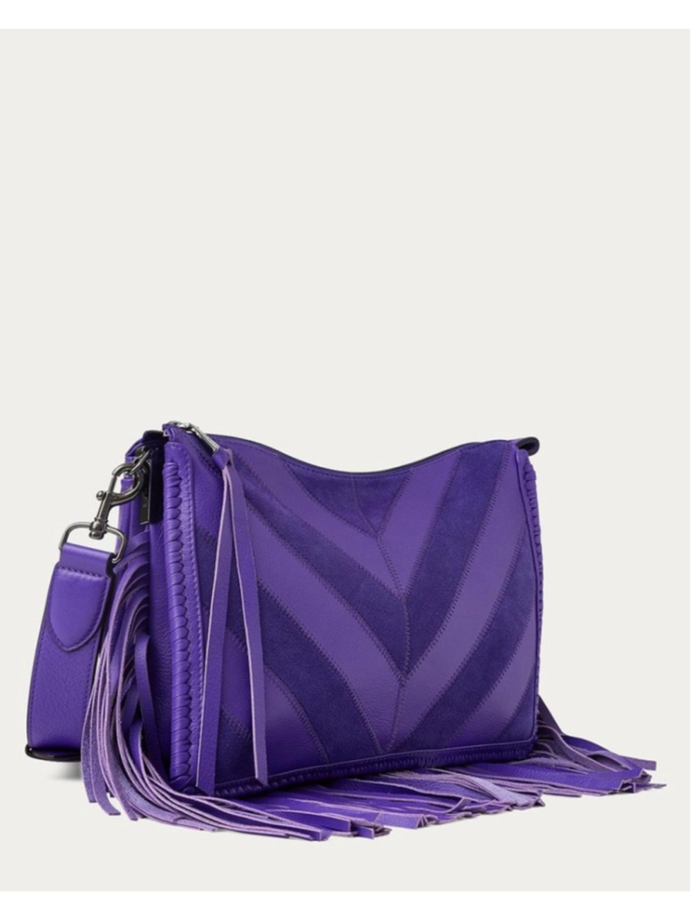 Aimee Kestenberg Royal Purple Chevron Famous Fringe Large Crossbody - Picture 4 of 5